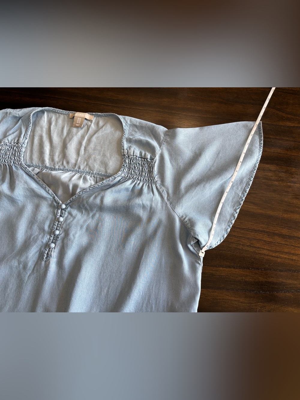 Lucky Brand Chambray Flutter Sleeve Tunic Dress 1X Boho Blue - Picture 9 of 13